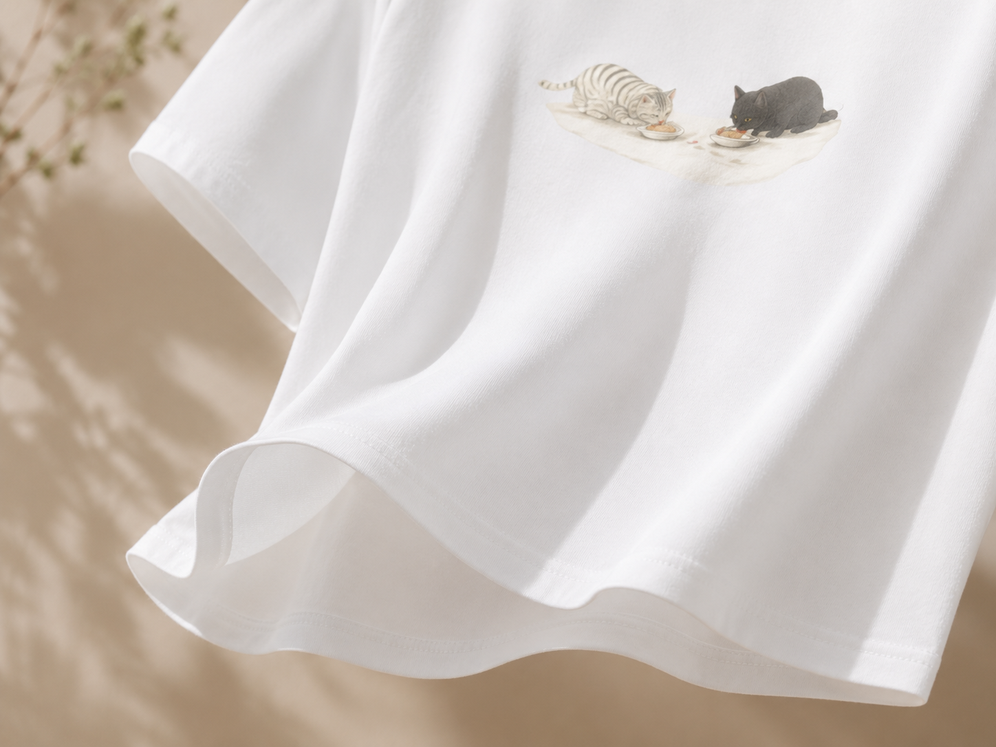 Lightweight white cropped tee fabric draping in soft folds