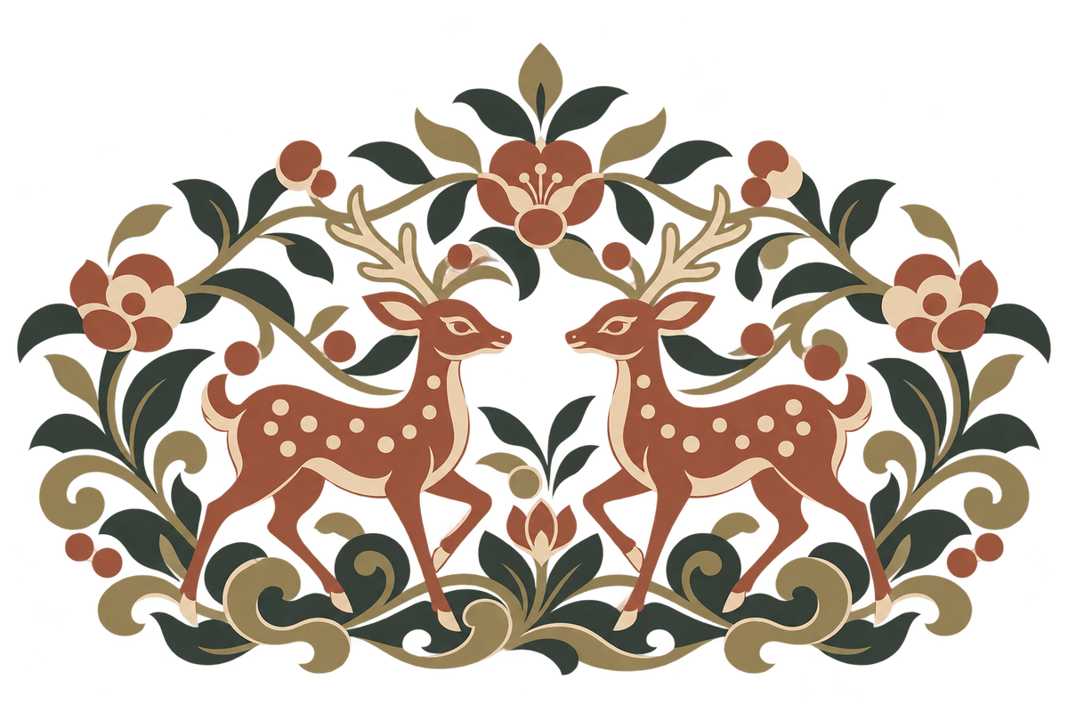 Twin Deer Floral Path