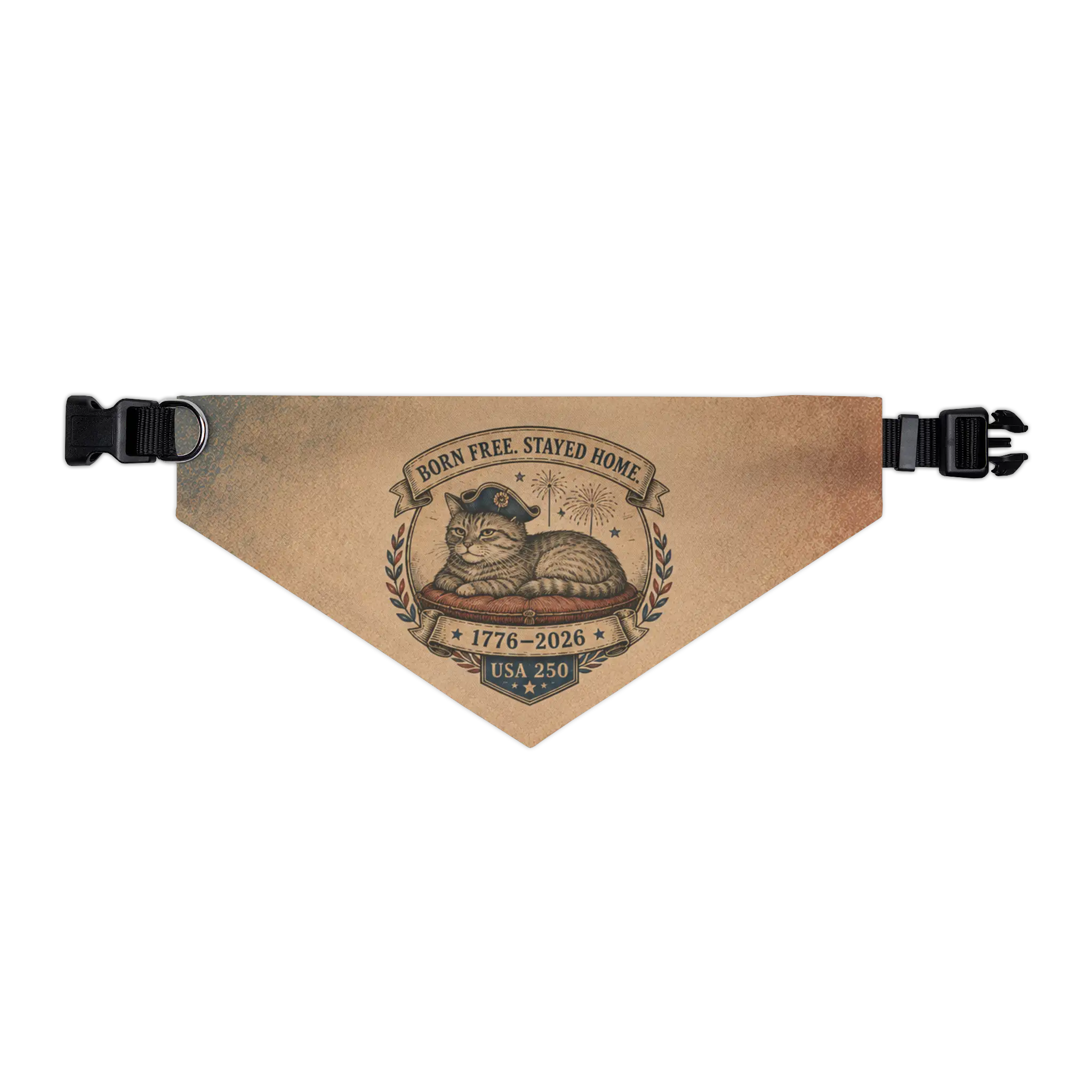 pet bandana that celebrates USA250 with pet humor slogan