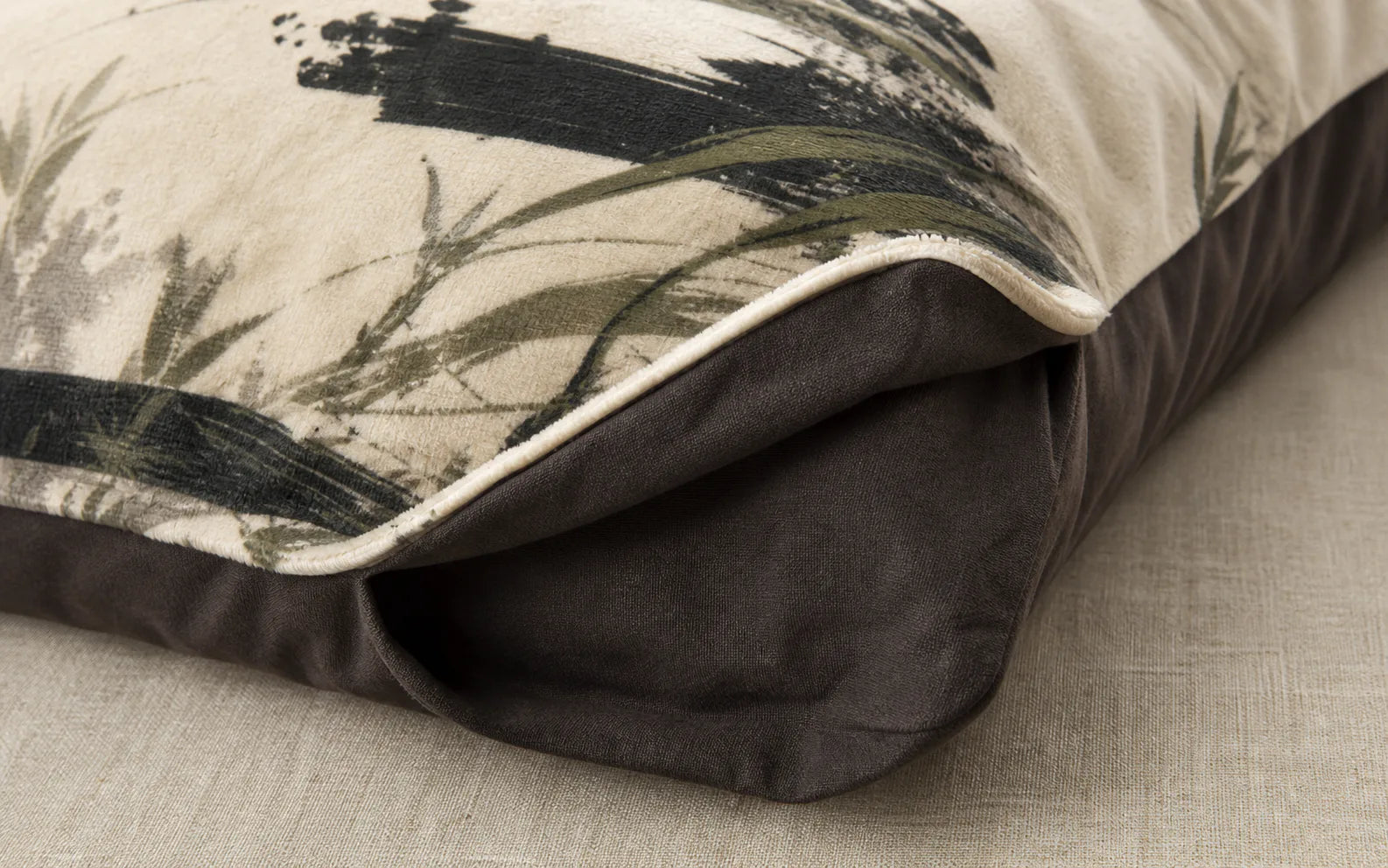 Close-up of the printed polyester fleece top and cotton underside